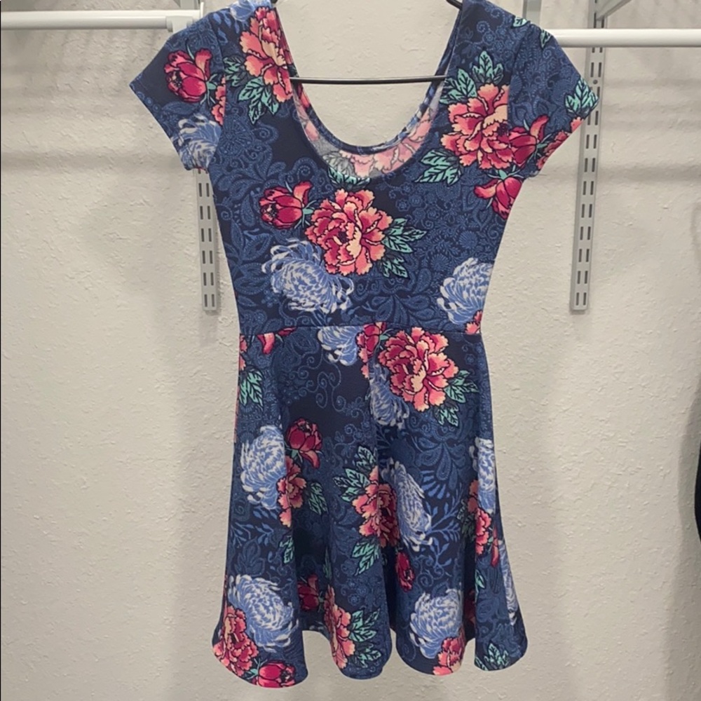 NWT Planet Gold Floral Stretchy Skater Dress Sz Sm